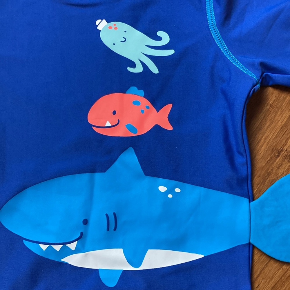 Carters Rash Guard Swim Trunk Set 12M - Picture 3 of 11